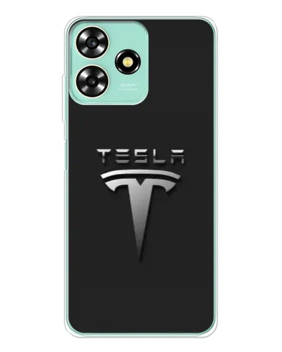 Чехол для ZTE Blade A73 с картинкой «Стальной логотип Tesla»