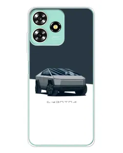 Чехол для ZTE Blade A73 с картинкой «Серебристый Cybertruck Tesla»