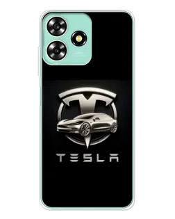 Чехол для ZTE Blade A73 с картинкой «Tesla — серебристое авто»