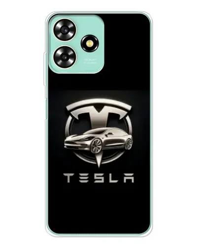 Чехол для ZTE Blade A73 с картинкой «Tesla — серебристое авто»