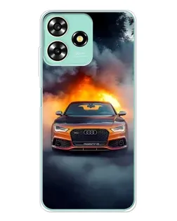 Чехол для ZTE Blade A73 с картинкой «Audi в огненном дыму»