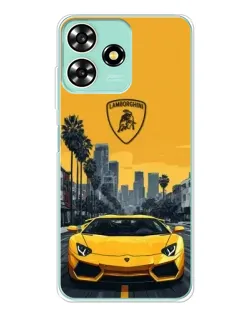 Чехол для ZTE Blade A73 с картинкой «Желтый Lamborghini город»