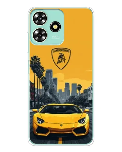 Чехол для ZTE Blade A73 с картинкой «Желтый Lamborghini город»