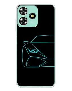 Чехол для ZTE Blade A73 с картинкой «Голубой силуэт Lamborghini»