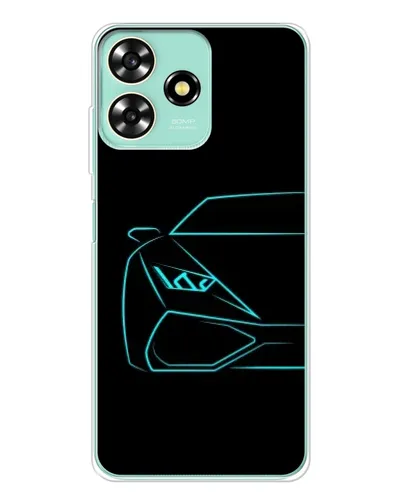 Чехол для ZTE Blade A73 с картинкой «Голубой силуэт Lamborghini»