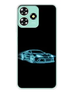 Чехол для ZTE Blade A73 с картинкой «Неоновый контур Lamborghini»