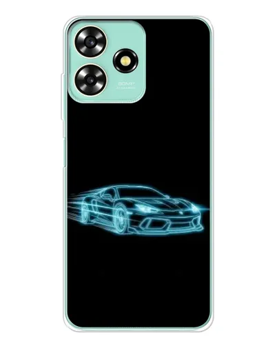 Чехол для ZTE Blade A73 с картинкой «Неоновый контур Lamborghini»
