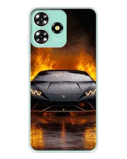 Чехол для ZTE Blade A73 с картинкой «Lamborghini в огне»
