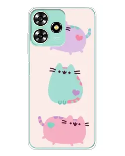 Чохол для ZTE Blade A73 з картинкою «Pusheen тріо»