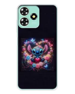 Чехол для ZTE Blade A73 с картинкой «Stitch в цветах»