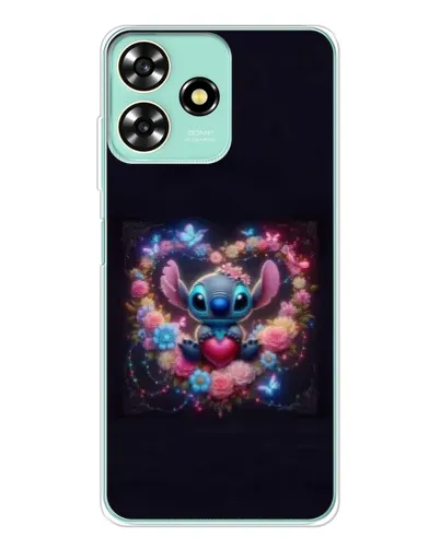 Чехол для ZTE Blade A73 с картинкой «Stitch в цветах»