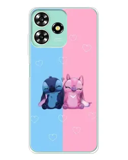 Чехол для ZTE Blade A73 с картинкой «Stitch и Angel Love»