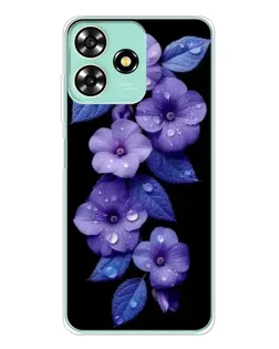 Чохол для ZTE Blade A73 з картинкою «Фіолетові квіти з росою»