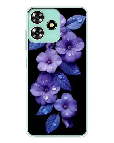 Чохол для ZTE Blade A73 з картинкою «Фіолетові квіти з росою»