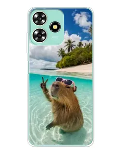 Чохол для ZTE Blade A73 з картинкою «Капібара на морі»
