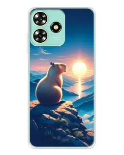 Чохол для ZTE Blade A73 з картинкою «Захід сонця з капібарою»
