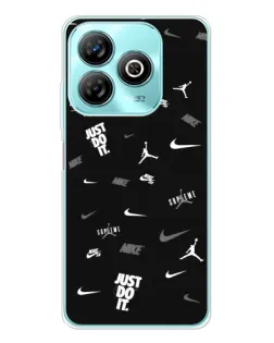 Чехол для ZTE Blade A75 с картинкой «Nike Black Pattern»