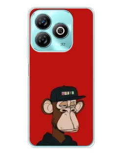Чехол для ZTE Blade A75 с картинкой «Bored Ape — красный фон»