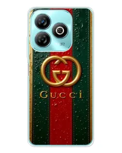 Чохол для ZTE Blade A75 з картинкою «Gucci — фірмова смуга та золото»