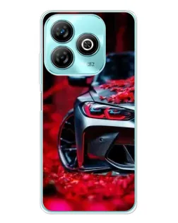 Чохол для ZTE Blade A75 з картинкою «Спортивна BMW та квіти»