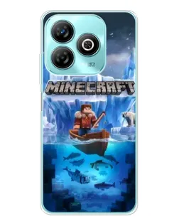 Чехол для ZTE Blade A75 с картинкой «Minecraft ледяной мир»