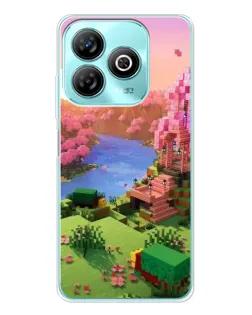 Чехол для ZTE Blade A75 с картинкой «Розовое дерево Minecraft»