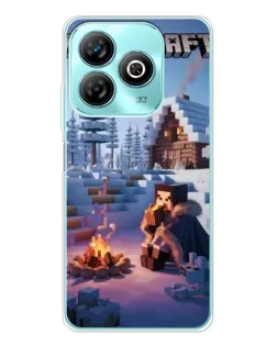 Чехол для ZTE Blade A75 с картинкой «Зимний Minecraft»