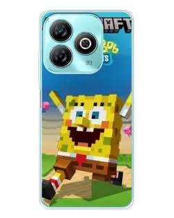 Чехол для ZTE Blade A75 с картинкой «Губка Боб Minecraft»