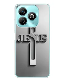Чехол для ZTE Blade A75 с картинкой «Металлический крест Jesus»