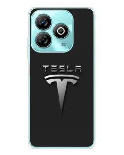 Чохол для ZTE Blade A75 з картинкою «Сталевий логотип Tesla»