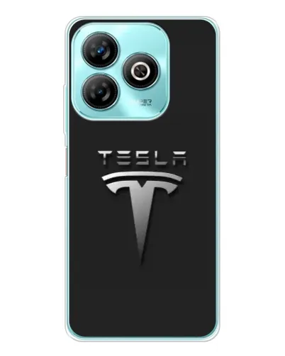 Чохол для ZTE Blade A75 з картинкою «Сталевий логотип Tesla»