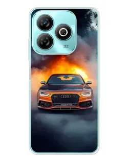 Чохол для ZTE Blade A75 з картинкою «Audi у вогняному диму»