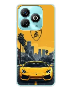 Чохол для ZTE Blade A75 з картинкою «Жовтий Lamborghini місто»
