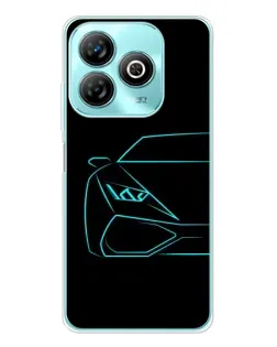 Чохол для ZTE Blade A75 з картинкою «Блакитний силует Lamborghini»