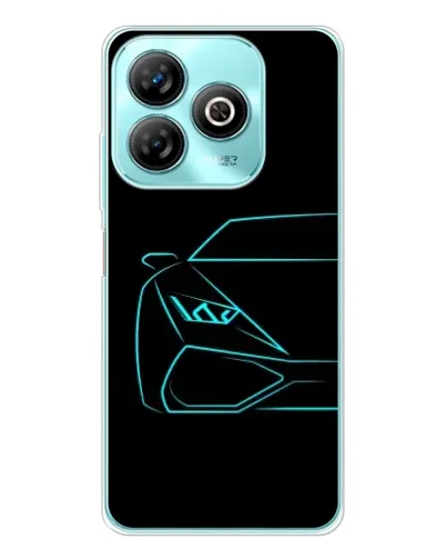 Чохол для ZTE Blade A75 з картинкою «Блакитний силует Lamborghini»