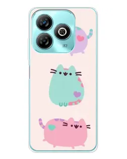 Чохол для ZTE Blade A75 з картинкою «Pusheen тріо»