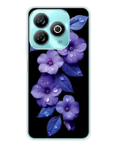 Чохол для ZTE Blade A75 з картинкою «Фіолетові квіти з росою»