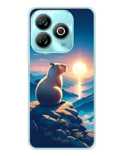 Чохол для ZTE Blade A75 з картинкою «Захід сонця з капібарою»