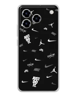 Чехол для ZTE Blade A76 с картинкой «Nike Black Pattern»
