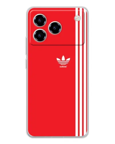 Чехол для ZTE Blade A76 с картинкой «Красный минимализм Adidas»