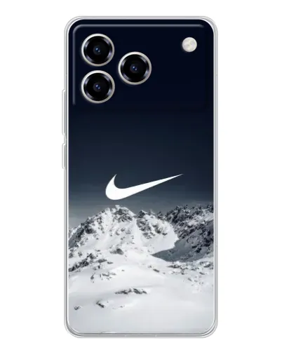 Чехол для ZTE Blade A76 с картинкой «Nike — зимние горы»