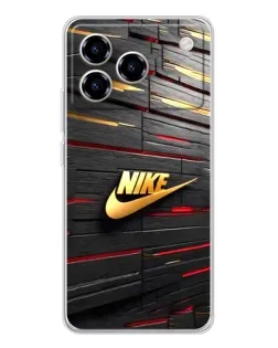 Чехол для ZTE Blade A76 с картинкой «Золотой Nike на металле»