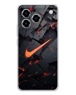 Чехол для ZTE Blade A76 с картинкой «Nike — эффект разломов»