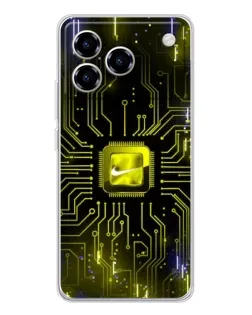 Чехол для ZTE Blade A76 с картинкой «Nike — золотая искра»