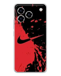 Чехол для ZTE Blade A76 с картинкой «Красные брызги Nike»