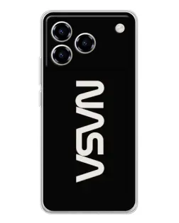 Чехол для ZTE Blade A76 с картинкой «NASA — вертикальный логотип»