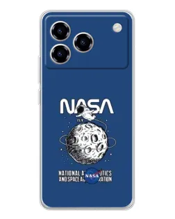 Чехол для ZTE Blade A76 с картинкой «NASA — лунная миссия»
