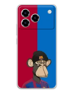 Чехол для ZTE Blade A76 с картинкой «Bored Ape — фанат Барсы»