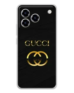 Чехол для ZTE Blade A76 с картинкой «Золотой логотип Gucci»