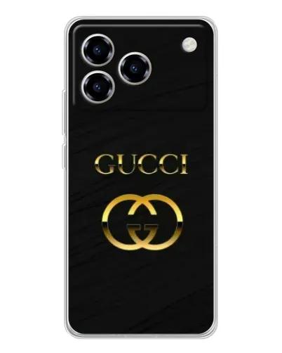 Чехол для ZTE Blade A76 с картинкой «Золотой логотип Gucci»